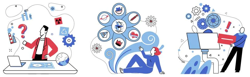 Logical analysis. Intelligence shines like beacon in landscape decision-mak.. Illustrazione stock
