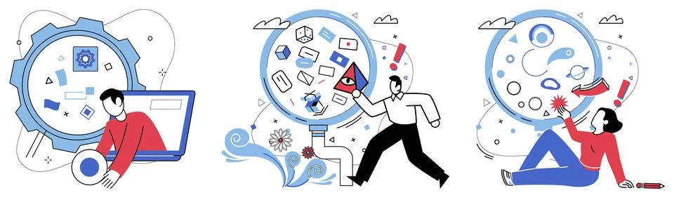 Logical analysis. Like skilled navigator, logical analysis charts course th.. Stock Illustration