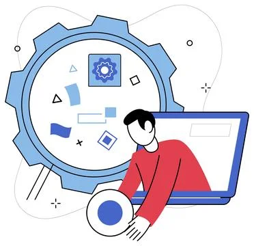 Logical analysis vector illustration. Intelligence is sculptor, shaping statu Stock Illustration