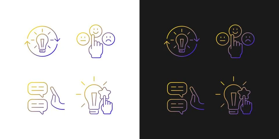 Logical and rational thinking gradient icons set for dark and light mode Illustrazione stock