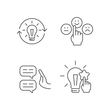 Logical and rational thinking linear icons set Stock Illustration