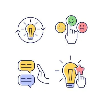 Logical and rational thinking RGB color icons set Stock Illustration