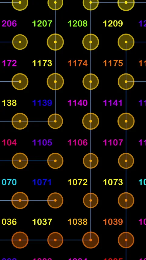 Logical circuit numbers pattern scrolls up on vivid vertical display Stock Footage 323421247