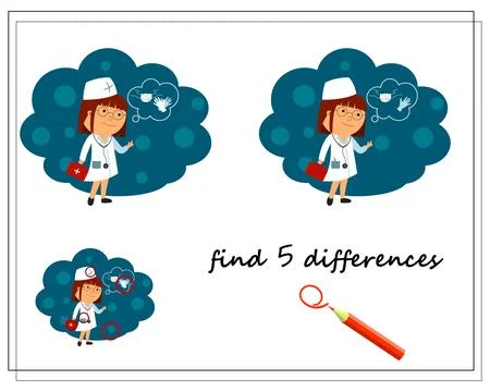 A logical game for children find the differences, a medical worker, a docto.. Stock Illustration