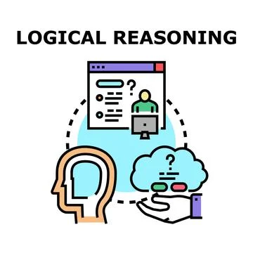 Logical reasoning process analyzing information for decision making Stock Illustration
