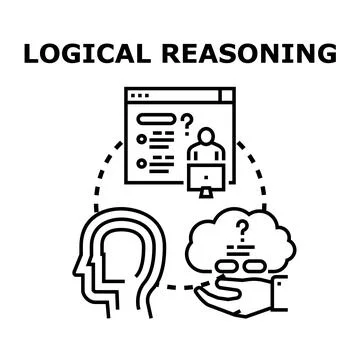 Logical reasoning process analyzing information for decision making Stock Illustration