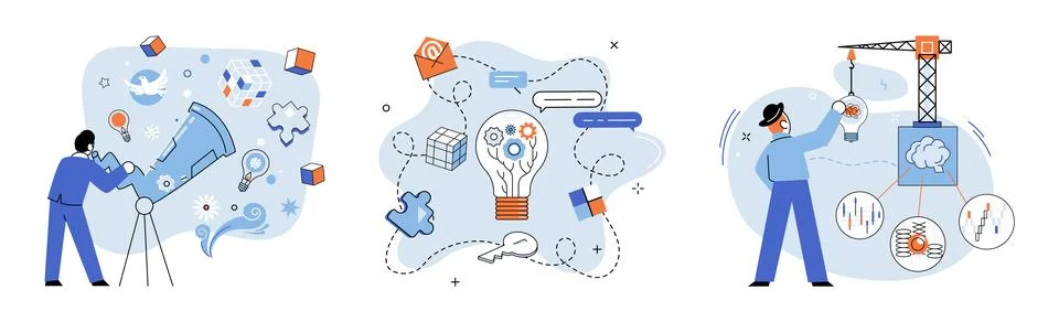 Logical thinking. Analysis is compass guides logical thinking Stock Illustration