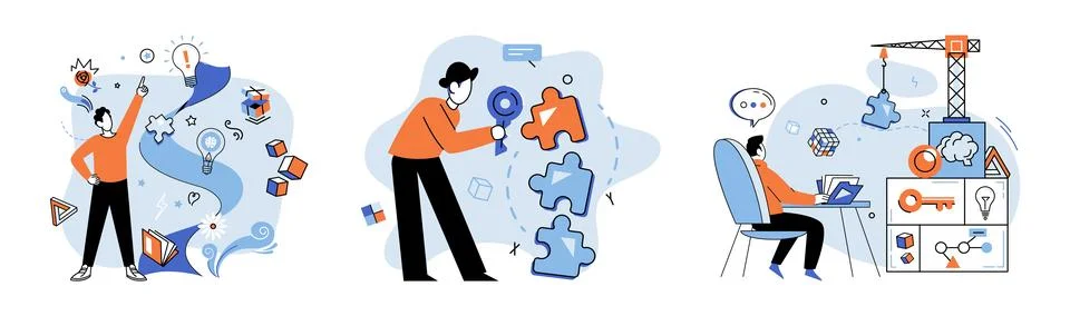 Logical thinking. Analysis empowers us to make logical connections and draw Stockillustratie