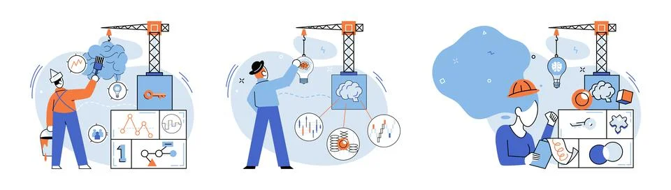 Logical thinking. By asking thoughtful questions, we cuncover hidden insights Stock Illustration