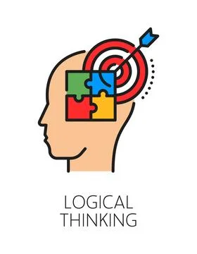 Logical thinking cognitive ability line icon 스톡 일러스트