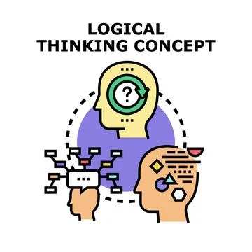 Logical thinking concept developing mind processes solution Illustrazione stock