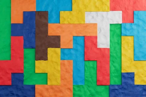 Logical Thinking Concept. Different Colorful Shapes Plasticine Blocks. 3d R.. Stock Illustration