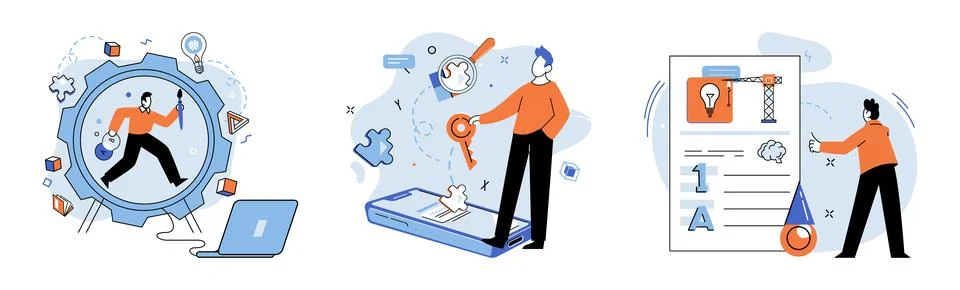 Logical thinking. Developing logical thinking skills allows us to approach Stock Illustration