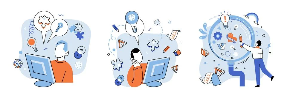 Logical thinking. Education is key unlocks door to logical thinking Stock Illustration