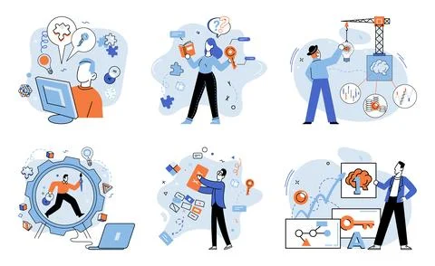 Logical thinking. Logical thinking is like well-constructed puzzle, where all Stockillustratie