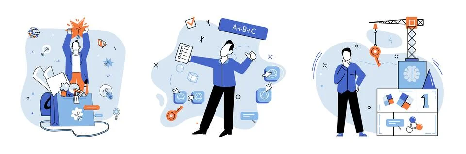 Logical thinking. Through careful analysis, we cexamine intricacies situation Stock Illustration