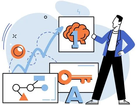 Logical thinking. Through logical reasoning, we cfind solutions, unravel Ilustração Stock