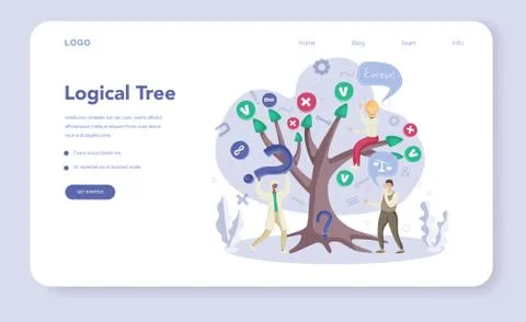 Logical tree web banner or landing page set. Scientist systematicly Stock Illustration