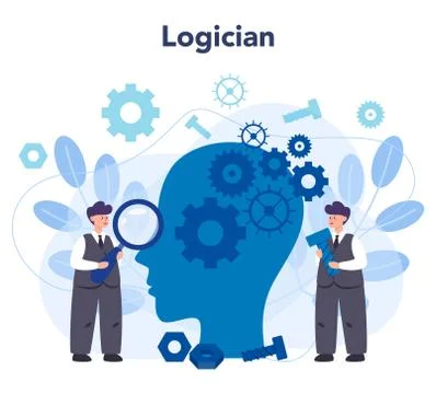 Logician concept. Scientist systematicly study of the forms Stock Illustration