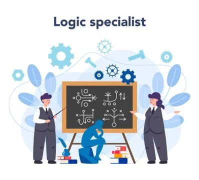 Logician concept. Scientist systematicly study of the forms Stock Illustration