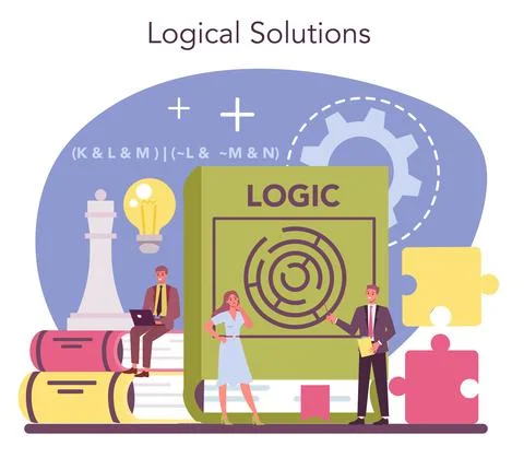 Logician concept. Scientist systematicly studying logical challenges Stock Illustration