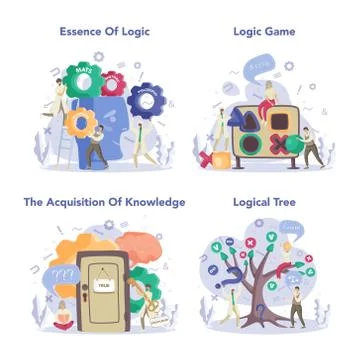Logician concept set. Scientist systematicly study of the forms Illustrazione stock