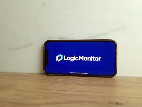 LogicMonitor logo displayed on mobile phone Stock Photos