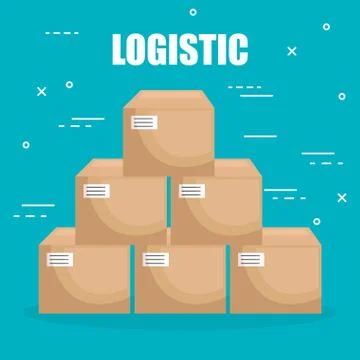 Logidtic service with boxes イラスト素材
