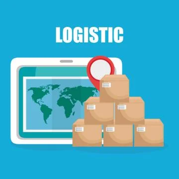 Logidtic service with boxes イラスト素材