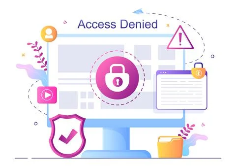 Login Access Denied Vector Illustration. System Refuses Password, Error and E Stock Illustration