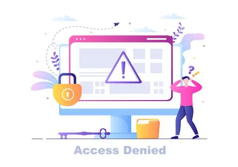 Login Access Denied Vector Illustration. System Refuses Password, Error and E Stock Illustration