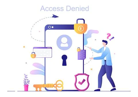 Login Access Denied Vector Illustration. System Refuses Password, Error and E Stock Illustration