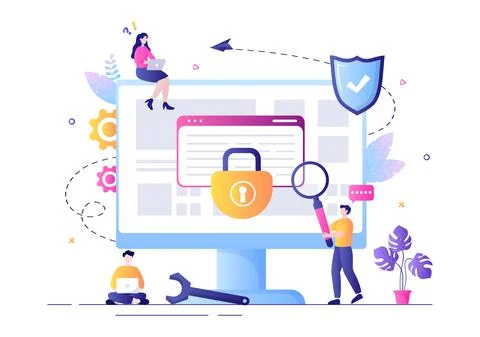 Login Access Denied Vector Illustration. System Refuses Password, Error and E Illustrazione stock