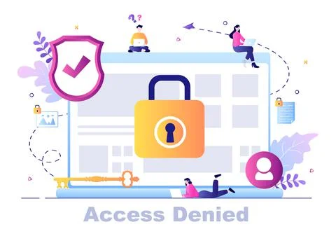 Login Access Denied Vector Illustration. System Refuses Password, Error and E Stock Illustration