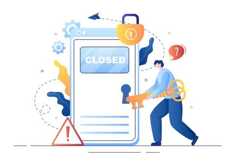 Login Access Denied Vector Illustration. System Refuses Password, Error and E Stock Illustration