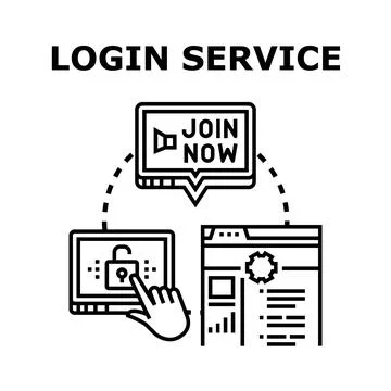 Login access process and online service registration 스톡 일러스트