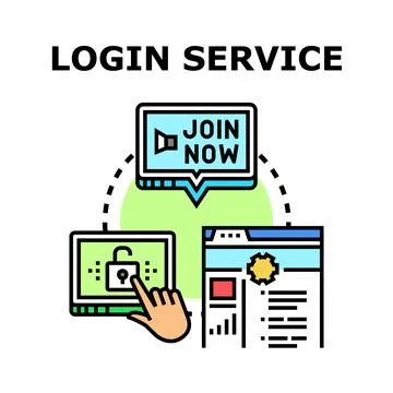 Login access process and online service registration Stockillustratie