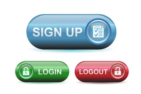Login and logout button Stock Illustration