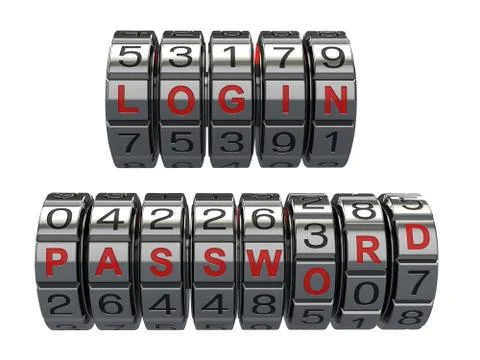 Login and  password as a combination system access Stock Illustration