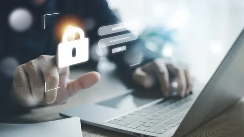 Login and password, cyber security concept, data protection and secured int.. Stock Photos