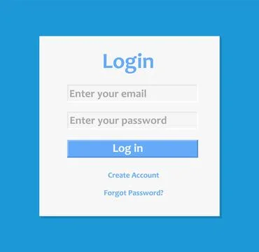 Login and Register Form with Blue Theme for Desktop Application or Website Stock Illustration