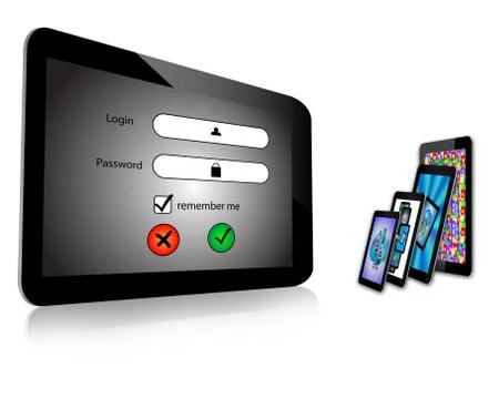 Login and  tablet Stock Illustration