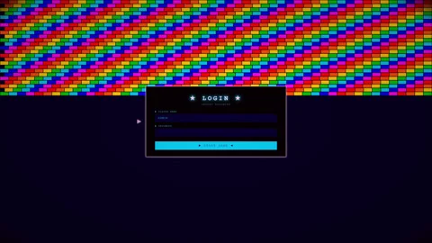 Login animation followed by hacking animation with colorful graphics displa.. Stock Footage 324590044