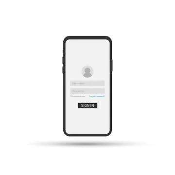 Login to application account on smartphone, flat design style isolated on ult 스톡 일러스트