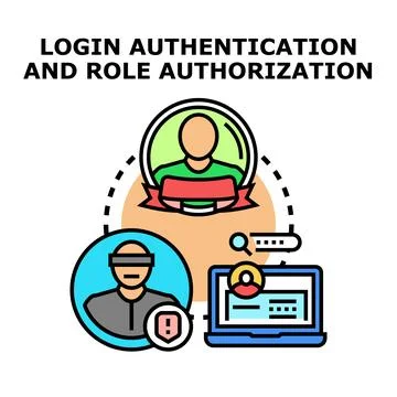 Login authentication and role authorization security concept Stock Illustration
