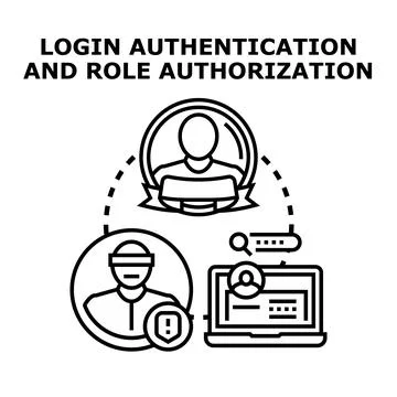 Login authentication and role authorization security concept Stock Illustration
