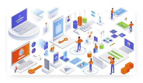 Login authorization, password, personal account access, system update, vector イラスト素材