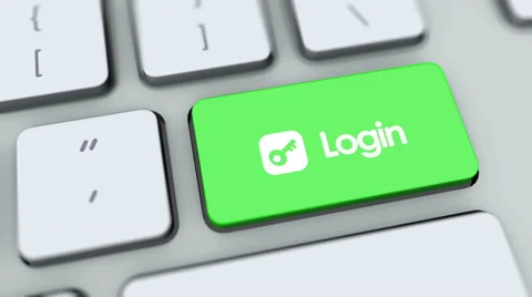 Login button on computer keyboard. Key is pressed Stock Footage 35645788