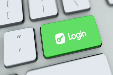 Login button on computer keyboard. Key is pressed, click for HD Stock Footage 35648529