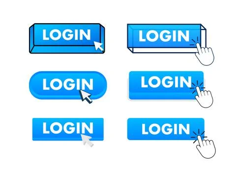 Login Button with pointer clicking. Login web buttons set. User interface イラスト素材
